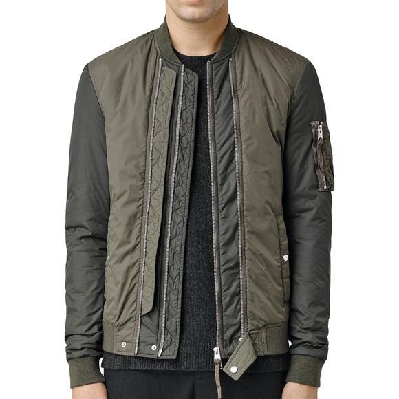 ALLSAINTS Mens NWOT Braddock Bomber Jacket Olive M - Picture 2 of 16